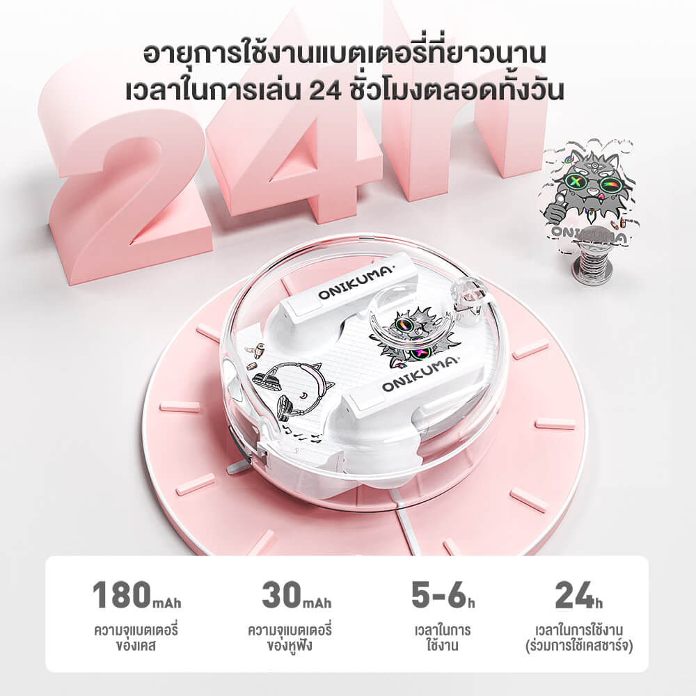 หูฟังเกมมิ่งไร้สาย ONIKUMA T301 TWS GAMING EARBUDS - สีขาว_3